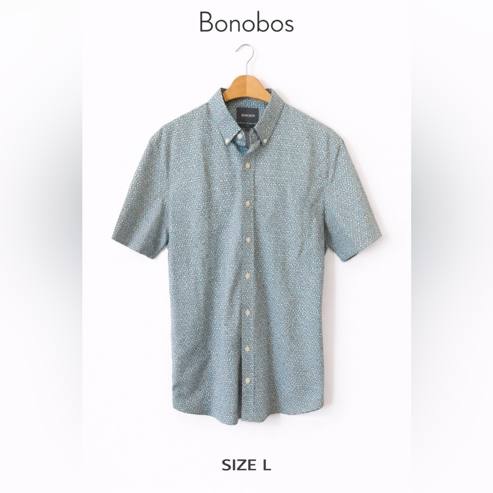 EUC Bonobos Riviera Slim Fit Short Sleeve Button Down Sz L